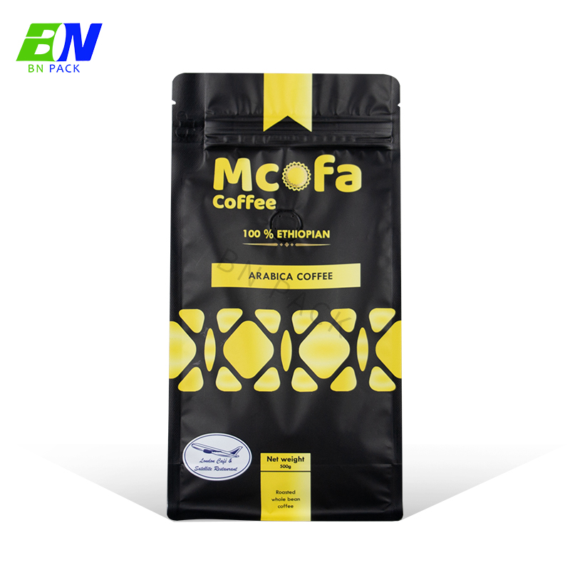 Hot Stamp Flat Bottom Pouch 250g Pembungkusan Kopi Mesra Alam Pembungkusan