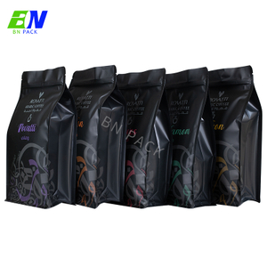 Beg Kopi Bio Pla Biodegradasi Dengan Injap Dan Zip Beg Pembungkusan Kopi Kertas Tersuai Beg Kacang Kopi Bawah Rata 