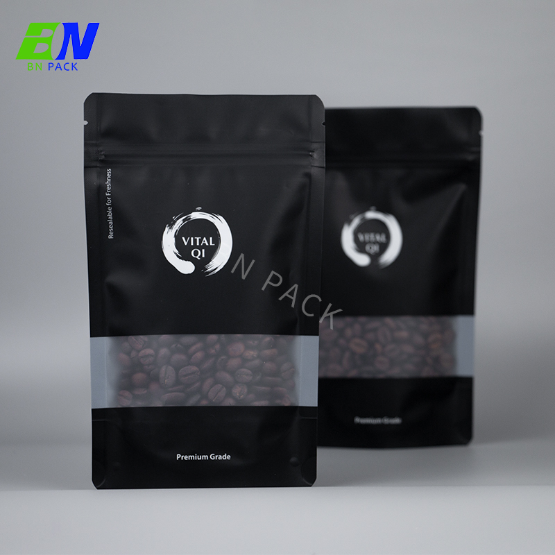 Percetakan Digital Kemasan Matte Plastik Penghalang Kerajang Bawah Rata Bawah Dengan Zip Boleh Ditutup Semula1